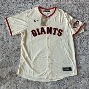 Nike Authentic San Francisco Giants Cream MLB Baseball with Patch Jersey Men's L